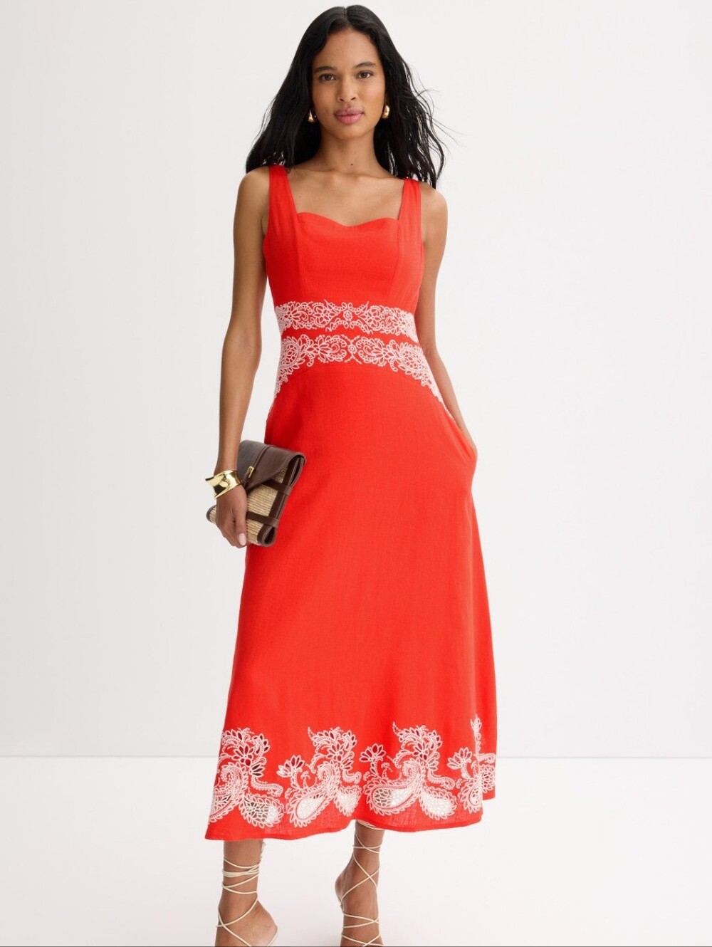 Ted Baker London Square Neck Embroidery Detail Dress Sleeveless Size XS